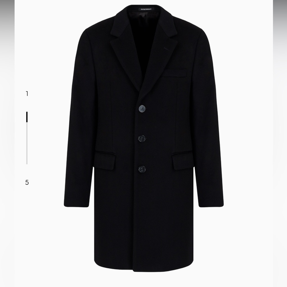 Armani Collezioni Men's Black Cashmere Overcoat Size 42